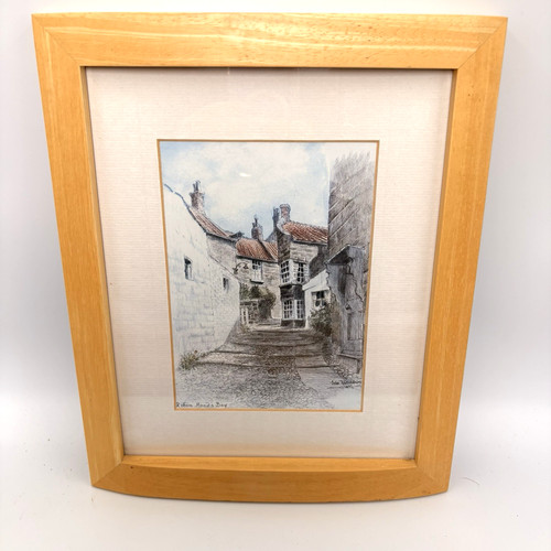 Framed robin hoods bay art - hoods,