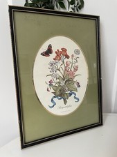 Vintage French Botanic Watercolour Print Joseph Karrel Framed Floral Cottage Art