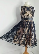 ELIZA J Dress Black Lace Fit & Flare Occasion Party Evening Cruise Sz UK 12 NEW