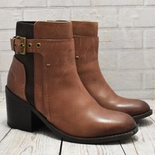 Womens Tu Brown Leather Zip Up High Heel Ankle Boots UK 3 EUR 36