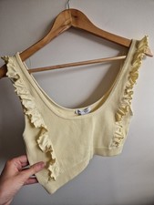 ZARA Yellow Ribbed Ruffle Crop