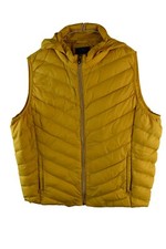 MArks & Spencer Womans Yellow Quilted PAdded hooded Vest GIlet Size 44'