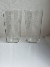 Pair (2) Antique EDWARDIAN Etched Crystal WATER Juice TUMBLER DRINK GLASS (9)