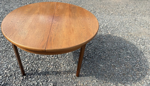 Round extending teak dining - teak,