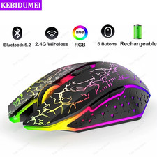 RGB Wireless Gaming Mouse Bluetooth 2.4G Rechargeable Silent LED for PC Laptop