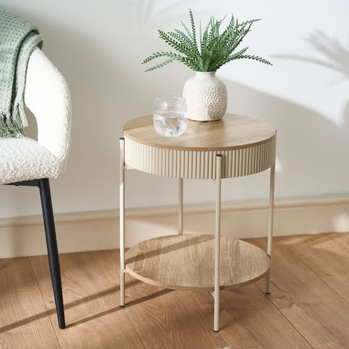 Oak effect wooden side - oak, table