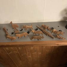 Vintage Hand Carved  African Wooden Animal Figures Bundle Free P&P
