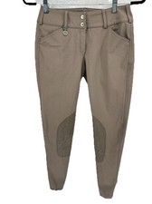 Pikeur Equestrian Breeches Sz 26L US Tan Knee Grips Adjust Ankle  Two Hook Front
