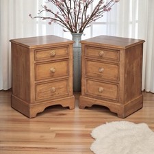 Willis And Gambier Pair Of 3 drawer Bedside Cabinets Solid Hevea Wood vintage pr