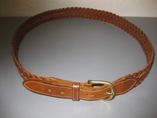 Vnt.  REGENT Belt of England Hand Plaited Leather Belt 32 Brass Buckle  1-1/8"W