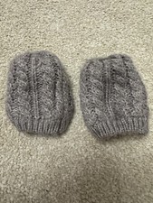 Baby Girl Boy Unisex Cable Knit Grey Mittens - Size 0-6 Months