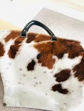 Stylish Large Brown & White Cow Print Tote Bag for Women brand new