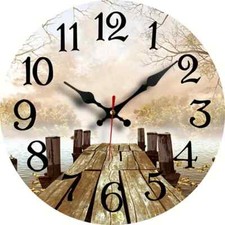 Rustic 30cm Wooden Wall Clock - Inspirational Jetty / Pier / Dreaming - Fabulous