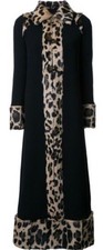 Sonia Rykiel AW2016 Runway Black Long Maxi Coat with Leopard Fur 