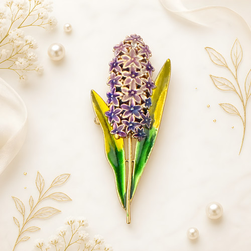 Purple hyacinth brooch enamel - brooch,