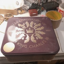 King Charles III Coronation Commemorative Collectable Shortbread Tin Empty 