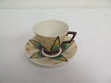 S Hancock & Sons China Cup and Saucer Vintage Brown Green Star