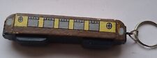 Vintage Old Retro Wood Wooden Train Carriage? compartment brown yellow Keyring 
