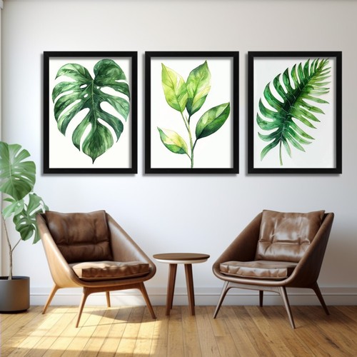 Green leaves wall art prints - green,