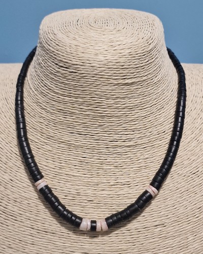 Black heishi necklace with - necklace,