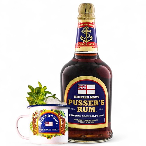 Pussers blue label rum enamel - blue,