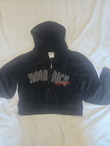 Hoodrich black cropped velour - black,