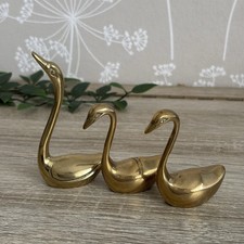Vintage Brass Swan Figures Set