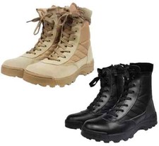 Mens Army Combat Work Boots Security Tactical Hiking High Ankle Zip UK Sizes