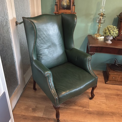 Antique green leather wing - antique,