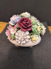 Large ADDERLEY Floral Bone China Flower Bouquet  in Pink Oval Footed Bowl 