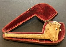 Vintage clay pipe with case - clay,