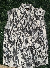 Biker Wear USA White Digital Camo Shirt Sleeveless Mens L Wolf Graphic