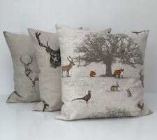 Stag Deer Cushion Cover Fryetts Tatton Autumn Glencoe Stag Head Fabric