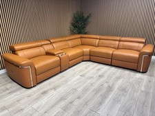 VENICE Leather 2 Corner 2 Power Recliner Sofa + Console - RRP £5,599