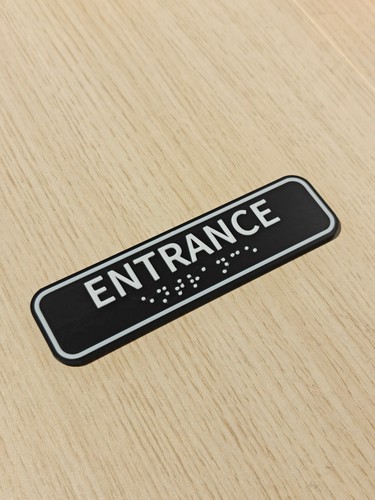 Black white braille entrance - white,