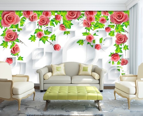 Red flower self adhesive - flower,