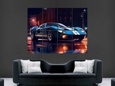 BLUE FORD GT POSTER HYPERCAR