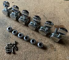 SET Original 1970s Fender USA ‘Big F’ LEFT HANDED Machine Heads / Tuners, Chrome