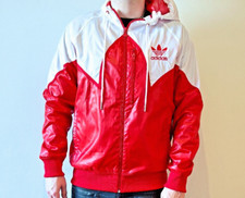 Adidas Originals shiny nylon red white Z62901 tracksuit jacket glanz chav scally