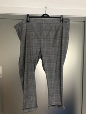 Ladies Plus Size Black Check Tapered Trousers size 28