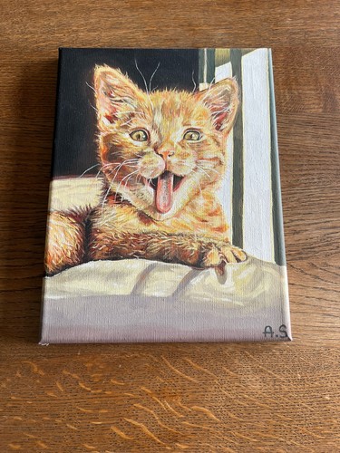 Cat painting acrylic paint - acrylic,