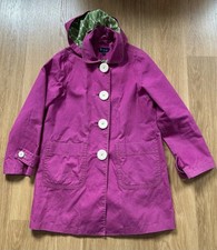 BODEN  Cotton Buttoned Hodded  Rain Coat, dark cerise pink, size 14 VGC