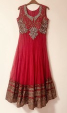Women's Asian Indian Pakistani Long Net Dress Size Small UK