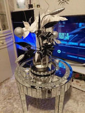 Mirrored Coffee Table Glitter Crystal Side End Table for Bedroom, Sofa, Corner ﻿