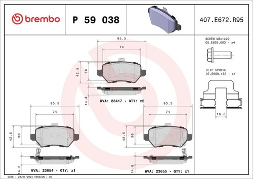 Brembo p59038 brake pad - brembo,