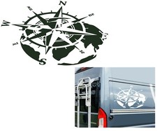 Compass Sticker 3D View Silhouette Sticker Wind Rose for Motorhome (303/8)