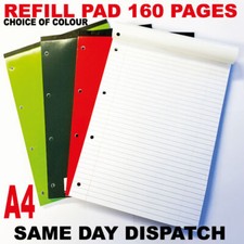 A4 Lined Refill Pad Paper White Margin 160 Pages Office Ruled Writing Notebook