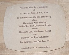 ELDRIDGE POPE HUNTSMAN / BBCS 1st MEET - VINTAGE BEERMAT - GOOD CONDITION