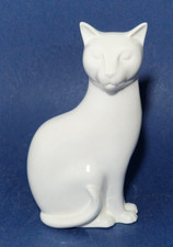 RETRO WHITE POOLE SITTING CAT 17CM