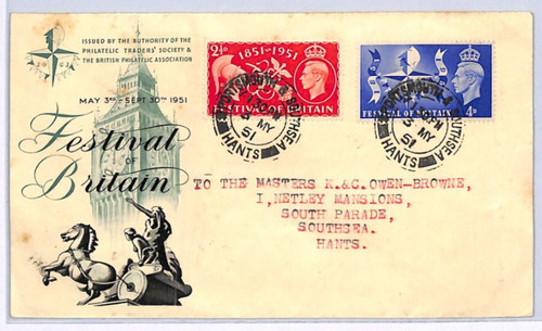 1951 fdc kgvi festival - 1951,